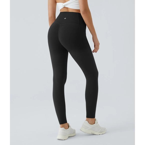 New Halara Black High Waisted Crossover Workout Athletic Chic Pockets Leggings - Picture 3 of 9